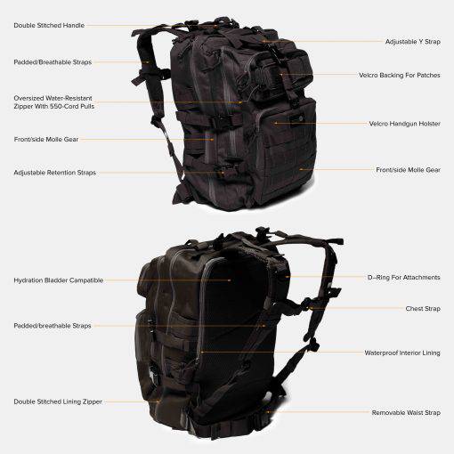 24BattlePack | 1 to 3 Day Tactical Backpack | Expandable 40L Assault Pack - Xandr Defense